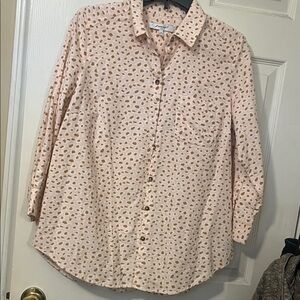 Foxcroft Blush and Tan Polka Dot Shirt